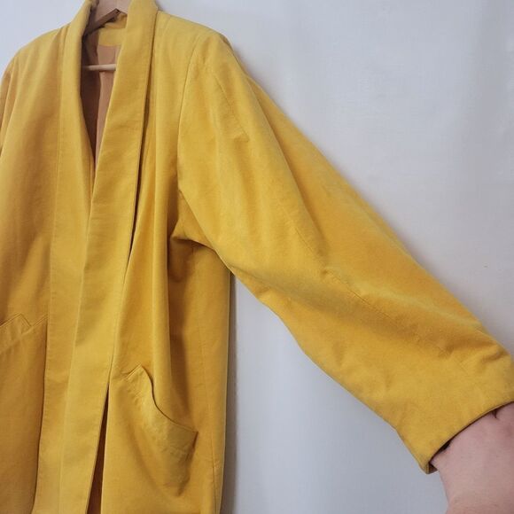 80s Retro Yellow Faux Suede Coat - Picture 11 of 16